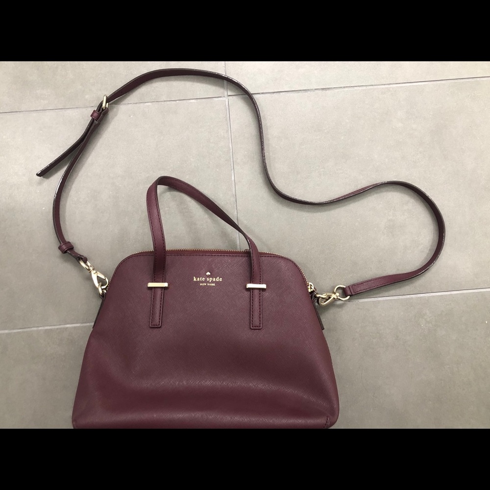 Kate Spade Crossbody Satchel Wine Purple Maroon